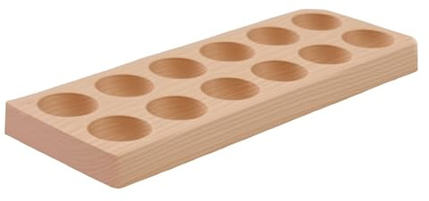 Pitycbo Huevera de Madera Organizador de Cocina Contenedor para Huevos Estante con Ranuras Individuales para Proteger Cada Huevo Adecuado para Encimeras Y Su, Doble Fila de 12 Ranuras, Individual