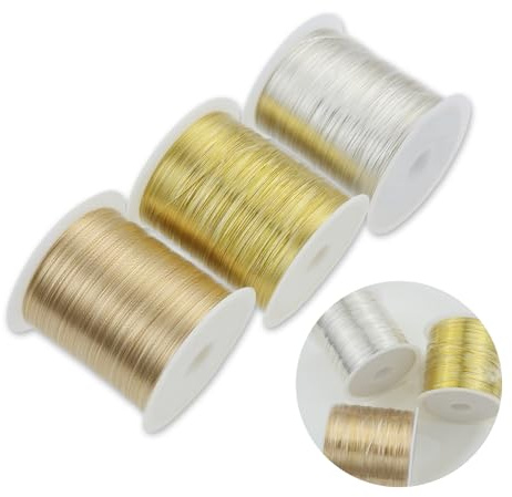 Alambre fino para joyas, 100 m x 3 bobinas, 0,3 mm, resistente a la luz y fácil de cortar, alambre para manualidades de cobre, para manualidades (A)
