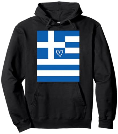 Bandiera della Grecia Cuore Greco Orgoglioso Patrimonio Giornata Felpa con Cappuccio