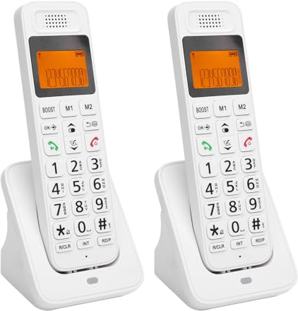 Annadue Système Téléphonique sans Fil Extensible, Téléphones Fixe DECT 6.0, Haut-Parleur Enplex Complet et Assistance Audio, 10 Heures de Conversation,Bloqueur D'appels Intelligents (White)