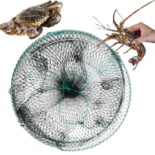 dewdat Trampa para Peces - Portacebos Plegable para Bagre,Trampa de Malla Portátil 30 X 60 Cm para Captura en Agua Dulce Salada Lago Río Playa Muelle Camarones Cangrejos Tortugas