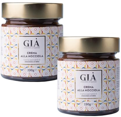 GiÀ Crema alla Nocciola spalmabile al Latte, pack 2 x 230g – Nocciole Italiane varietà “Tonda di Giffoni”, Senza Olio di Palma, Spalmabile Gourmet, Ideale per Merenda, Dolci