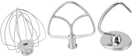 Sxhlseller Set D'accessoires pour Mixeur de Cuisine en Acier Inoxydable avec Crochet Pétrisseur, Batteur Plat et Fouet pour la Cuisson - Set D'accessoires 3 Pièces avec Tête Inclinable pour Mixeur