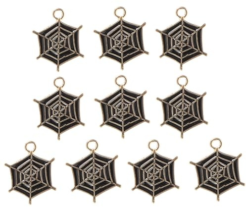 TOYANDONA 10 Stück Schwarzer Metall Spinnennetz Anhänger mit Loch Sicher für Selbstgemacht Schmuckherstellung Geeignet für Armband und Halsketten Bastelprojekte