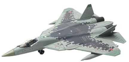 AMSLSIU Kit modello di aereo da caccia in Per scala 1/72, modello di aereo educativo realistico, consente un montaggio rapido senza colla, da tavolo ornamentale, caccia pressofuso, SU57