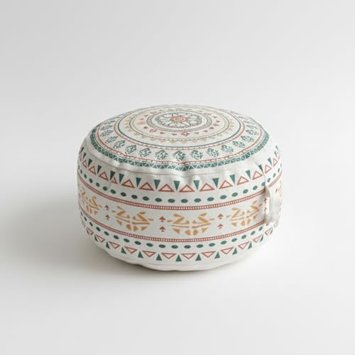 MOCOFO Funda para taburete sin relleno, 45 x 45 x 20 cm, mandala boho | Lona de almacenamiento con cremallera oculta para sala de estar y dormitorio