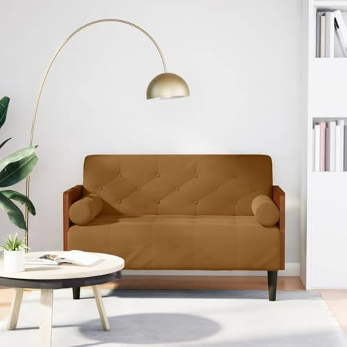 NIVVHOH Zweisitzer-Sofa Braun 110 cm Samt mit außergewöhnlichem Komfort und Stil für Plaudern, Lesen, Fernsehen und Entspannen
