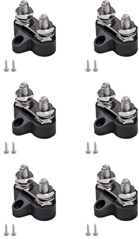 Agmoctz 6X Bornier Goujons M8 48V Bloc de Jonction Bus Bar Double Heavy Duty Goujon de Distribution D'Alimentation pour Camion RV Bateau, Noir