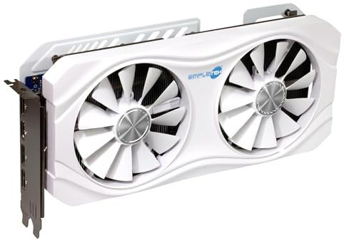 SIMPLETEK - Carte graphique professionnelle / gaming blanche 16 Go GDDR6, double ventilateur 100 mm, 3 × DisplayPort2 .0 + HDMI 2.0, PCIe 4.0 x16, design compact double fente