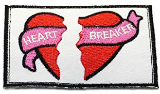 Catch the Patch Heart Breaker Gebrochenes Herz Aufnäher zum Aufbügeln 5,2 x 8,2 cm Bügelbild für Erwachsene Kinder mit Romantik Liebe Vintage Original, Bügelpatch Patches Bügelflicken Geschenk