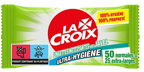 LA CROIX - ultra hygiène - Lingettes nettoyantes - 50 Pièces (25 extra larges)