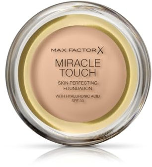 Max Factor Miracle Touch Foundation, New and Improved Formula, SPF 30 and Hyaluronic Acid, 43 Golden Ivory