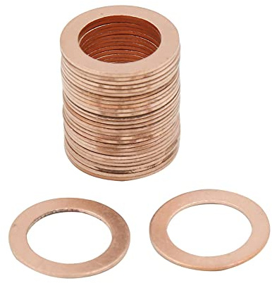 sourcing map 30stk. 17mm Flach Unterlegscheiben Dichtung Kupferringe Dichtringe Dichtplatte