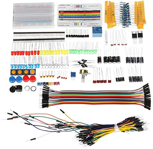 BouBou Electronic Components Base Starter Kits With Breadboard Resistor Capacitor LED Jumper Cable For Arduino With Plastic Box Package