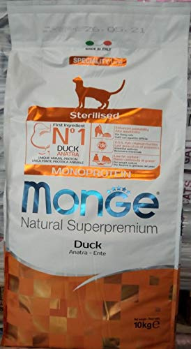 Monge Natural Superpremium Monoprotein STERILISED Duck, alimento seco para Gatos esterilizados (a Base de Pato, bajo en Grasa, sin colorantes añadidos, 10 kg)