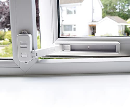 BeeGo® Window Restrictor – Child Safety Lock for UPVC Windows | Self-Adhesive, No Tools, Pet Proof | Easy Fit Baby & Child Proof Window Lock, Fits Most Windows (White)