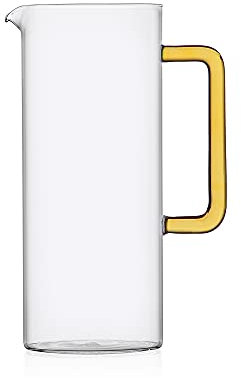 Ichendorf Milano Brocca con Manico Giallo, Collezione Tube, 120 cl, Vetro Borosilicato, Fatto a Mano