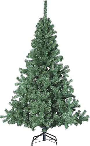 TIENDA EURASIA® Árbol de Navidad - Árboles de Navidad Artificiales - Soporte de Pie Metálico - Medidas 90-210 cm - Colores Verde y Blanco - Fácil Montaje - Embalaje en Caja (Verde, 120CM)
