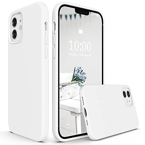 SURPHY für iPhone 12 / Pro Hülle Silikon, Handyhülle iPhone 12 / Pro Case 6,1 Zoll aus Premium Flüssigsilikon, Schutzhülle mit weiches Mikrofaser-Futter, Weiß
