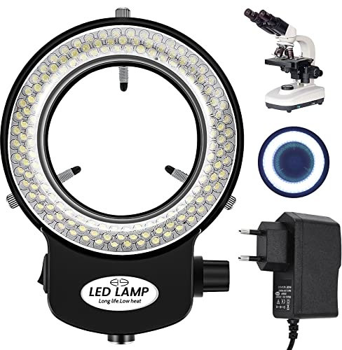 Tiamu 144 LED Lumière Anneau pour Microscope Optique, Source Lumineuse 6000 K de Caméra de Microscope, Lampe de Microscope Stéréo à Lumière, Lampe Source de lumière pour réparation de