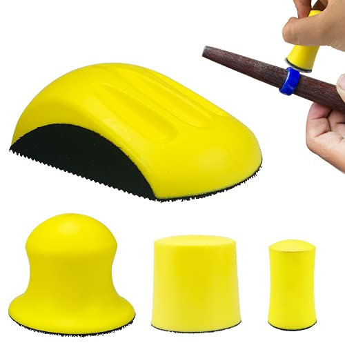 4 blocchi abrasivi a mano con gancio e anello, per levigatura a mano, per lucidatura, strumenti abrasivi 1/2/3/5 pollici (giallo)
