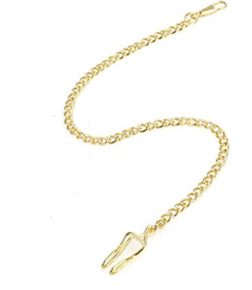 UKCOCO Goldene Taschenuhrkette aus Metall mit Karabinerhaken | Glänzende Oberfläche, für Taschenuhren, Klassischer Schlüsselanhänger Stil