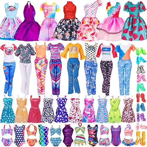 32 Stück Puppenkleidung und Zubehör, darunter 5 Partykleider, 10 Minikleid, 4 Puppenhosenblusen, 3 Bikinis, 10 Paar Schuhe für 11,5-Zoll-Puppen