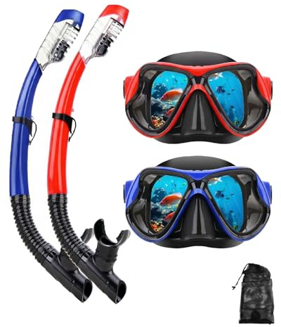 Snorkeling Gear for Adults Youth Kids, Dry-Top Snorkel Mask Set, Anti-Fog Scuba Diving Snorkle mask Set Adult, Panoramic Wide View Dive mask,Snorkeling Packages