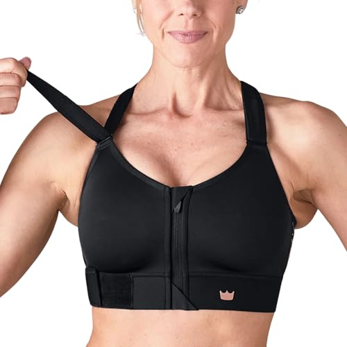 SHEFIT Flex sport-BH för kvinnor, Medium Impact sport-bh, Svart, XXL