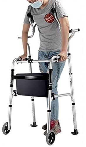 Deambulatore Rollator Deambulatori Verticali per Anziani con Sedile E Supporto Ascellare, Deambulatore Portatile Pieghevole/Ausilio per La Deambulazione per Persone Grandi O Disabili