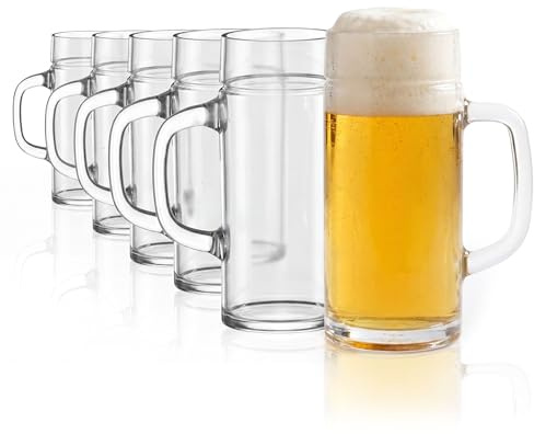 Taza de cerveza ligera de vidrio superior de 500 ml, juego de 6 tazas de cerveza