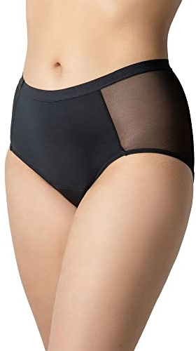 Relaxsan A1017 (Schwarz, L) Perioden Unterwäsche Starke Blutung, Menstruationsunterwäsche, High Waist, Waschbar, Baumwolleinlage, Inkontinenz