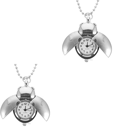 Mikikit 2st Beetle Design Fickur Kedja Retro Och Dekorativ Klocka För Klädaccessoarer till Vänner Och Familj