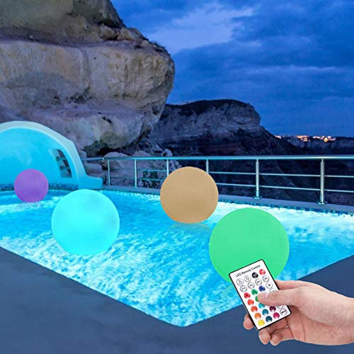 TOPINCN 2 Luces Solares Flotantes para Piscina con Mando a Distancia, Lámpara de Bola Solar LED, Luces de Bola Hinchables Que Cambian de Color, Luz Flotante para Piscina, para Césped,