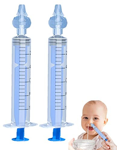 2pcs Aspirador Nasal Para Bebés, Jeringa De 10 De Irrigador Nasal, Punta De Succión Nasal Reutilizable, Jeringa De Irrigador Nasal Para Bebé, Dispositivo De Enjuague De Limpiador De Nariz, Seguro Y
