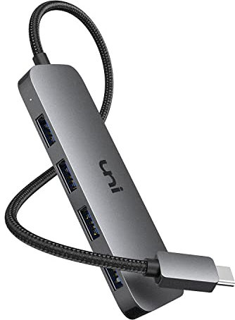 uni Adaptador USB Tipo C a USB 3.0 con 4 Puertos, [5 Gbps, Aluminio] Hub USB C a USB, Concentrador de Datos para MacBook Pro/Air iPad Pro XPS Chromebook iPhone15 Pro/MAX Galaxy, etc - Cable de 60cm