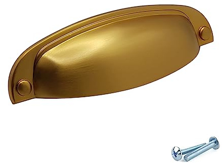 M4TEC Muschelgriff Schalengriff Möbelgriff Schubladengriff Schlafzimmer Küchenschrank Messing gebürstet. VD8 Serie: 96 mm BA