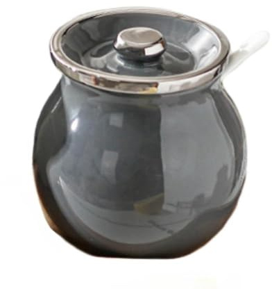 Grease Collector,Bacon Grease Container with Lid & Spoon, Ceramics Grease Pot,0.4L/13.5 oz Kitchen Used Cooking Oil Storage Can Hot Frying Oil,Resistant to High Temperatures,Kitchen(Grey Silver)