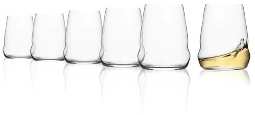 Stölzle Lausitz Bicchieri da Vino Bianco Cocoon Set di 6, 445ml – Calici Senza Stelo per la Massima Esaltazione degli Aromi – Bicchieri in Cristallo – Lavabili in Lavastoviglie