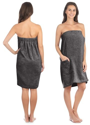 Liebenstein® Premium Saunakilt Damen mit Knöpfen - in 2 Größen - aus feinster Baumwolle - ideale Passform für ein rutschfestes Sauna Erlebnis – Saunatuch Damen flauschig & weich