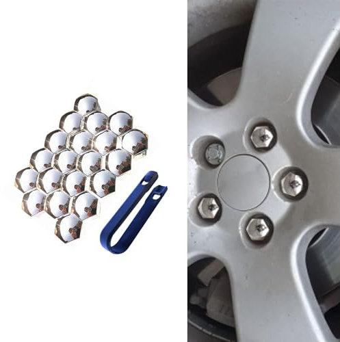 HENAC 20 stück Auto Radschraubenkappen füR Hyundai Tucson Accent Kona Encino i30 ix25 ix35 Elantra, Radmuttern Staubschutz Kappen ZubehöR Radbolzen Schutz Cover Diebstahlschutz,A/Sliver-21mm