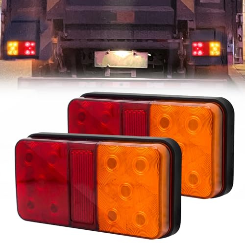 Biqiure Feu Remorque LED 24V,36-LED Feux Arrières Remorque Clignotant de Position Stationnement Feux de Frein Arrière pour Remorque Véhicule Caravan Camion Tracteur,2pcs (Modèle D)