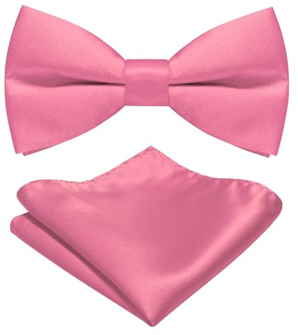 JEMYGINS Herren Matten Fliege erhältlich in Uni Farben inklusive Einstecktuch Set Rosa