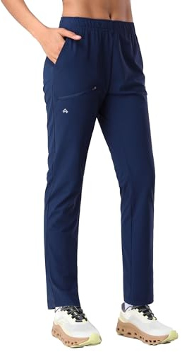 Jogging Femme Lumière Pantalon Sport pour Femmes Freizeithose Taille Elastique Bas de Pantalons Sport Yoga UPF50+ avec 3 Poches Bleu Marine M