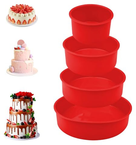 Traxenta Stampi in Silicone, per Dolci Teglia Stampo Torta da Forno, Confezione da Quattro Per Torte in Rilascio Dolci, Torte Stampo Suitable for Layer Cakes, Cheesecakes, Rainbow Cakes