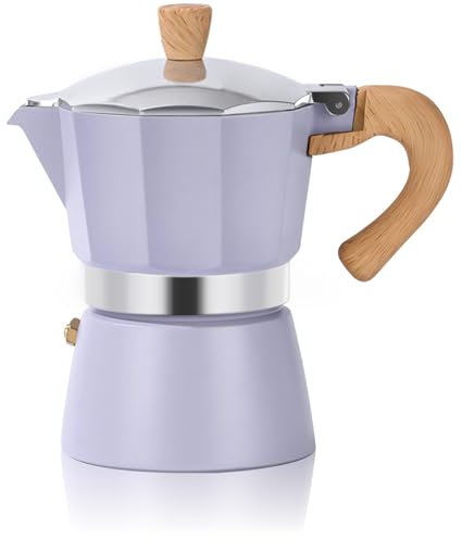 ShanSon Moka Pot Stovetop Espresso Maker 3 Cup 5 oz Italian Coffee Maker Manual Cuban Coffee Percolator Machine Italian Espresso Greca Coffee Maker for Cappuccino or Latte,Purple
