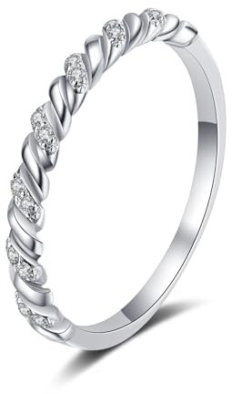 KnSam Antragsring 14K 585 Weißgold, Labor Erstellt Diamant Bandringe Klassiker Rund Design, Au585 Gold Hochzeitsband Echt Gold Schmuck für Damen, Gr.47 (15.0)