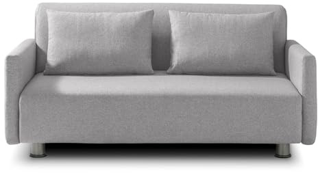 EVERGREENWEB Divano Letto 3 Posti con Materasso Matrimoniale 160x190 Ortopedico, Prontoletto RICHIUDIBILE 2in1 Rivestimento Grigio SFODERABILE, Braccioli Slim, Coppia Cuscini SUPERSOFT Inclusi | EDITH