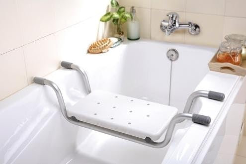 Feroflex Siège de baignoire jusqu'à 136 kg - Siège de bain pour personnes âgées - Double tube solide en Aluminium Blanc