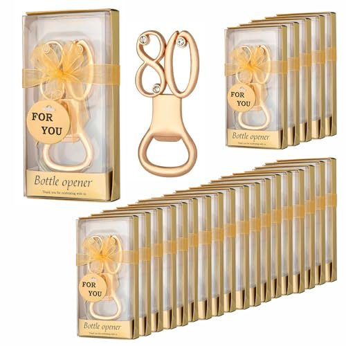 BestAlice 24 Pezzi Apribottiglie Oro Bomboniere per Feste di Compleanno, Bomboniere per 80 Anniversario per Ospiti, Numero Decorazioni per Feste di 80° Compleanno, Apribottiglie